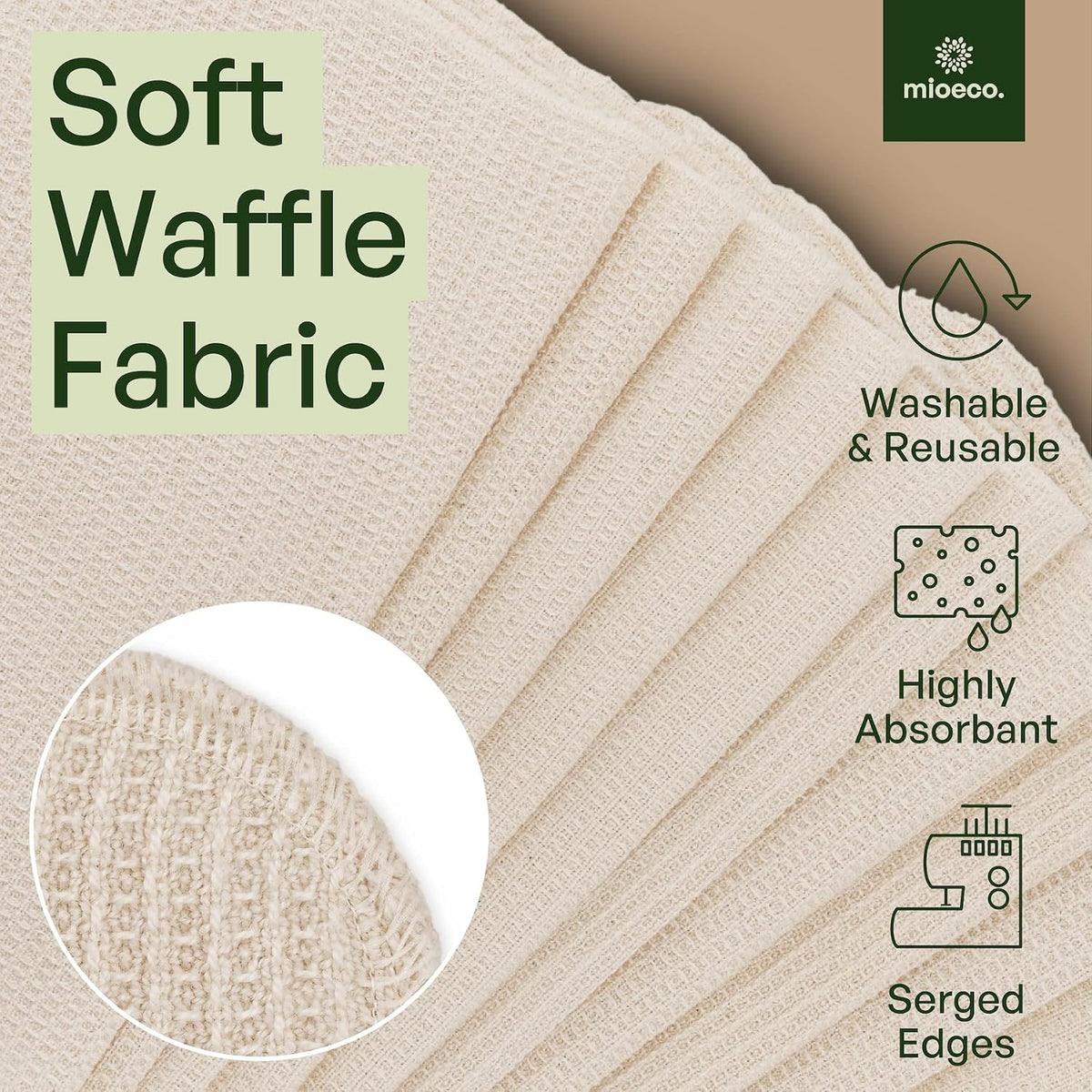 20 Pack Reusable Kitchen Paper Towels, Organic Dish Cloths