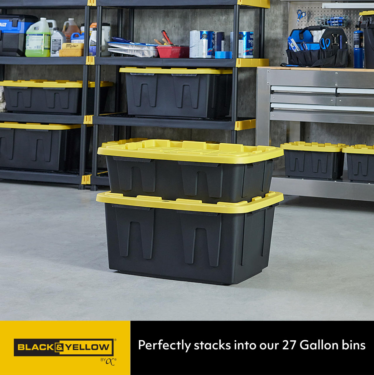 Heavy Duty 15-Gallon Stackable Plastic Storage Bins with Lids, 3 Pack