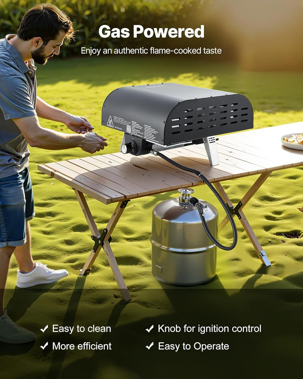 Propane Outdoor Pizza Oven, 12 Inch Gas Pizza Maker, Max 1000℉, Portable Outdoor Cooker with Thickened Pizza Stone, 3
