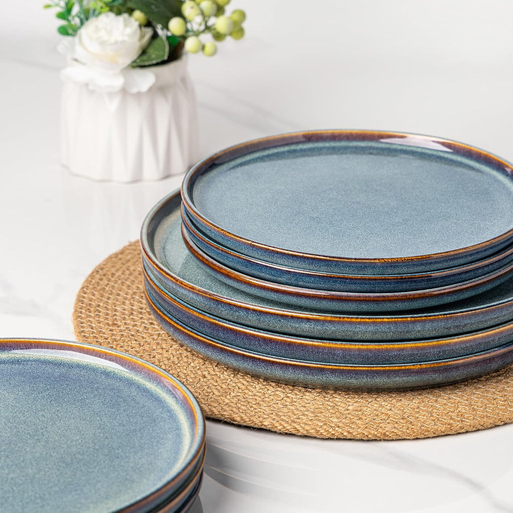 Ceramic Plates Set of 6, 8.5 Inch Stoneware Small Plates Set