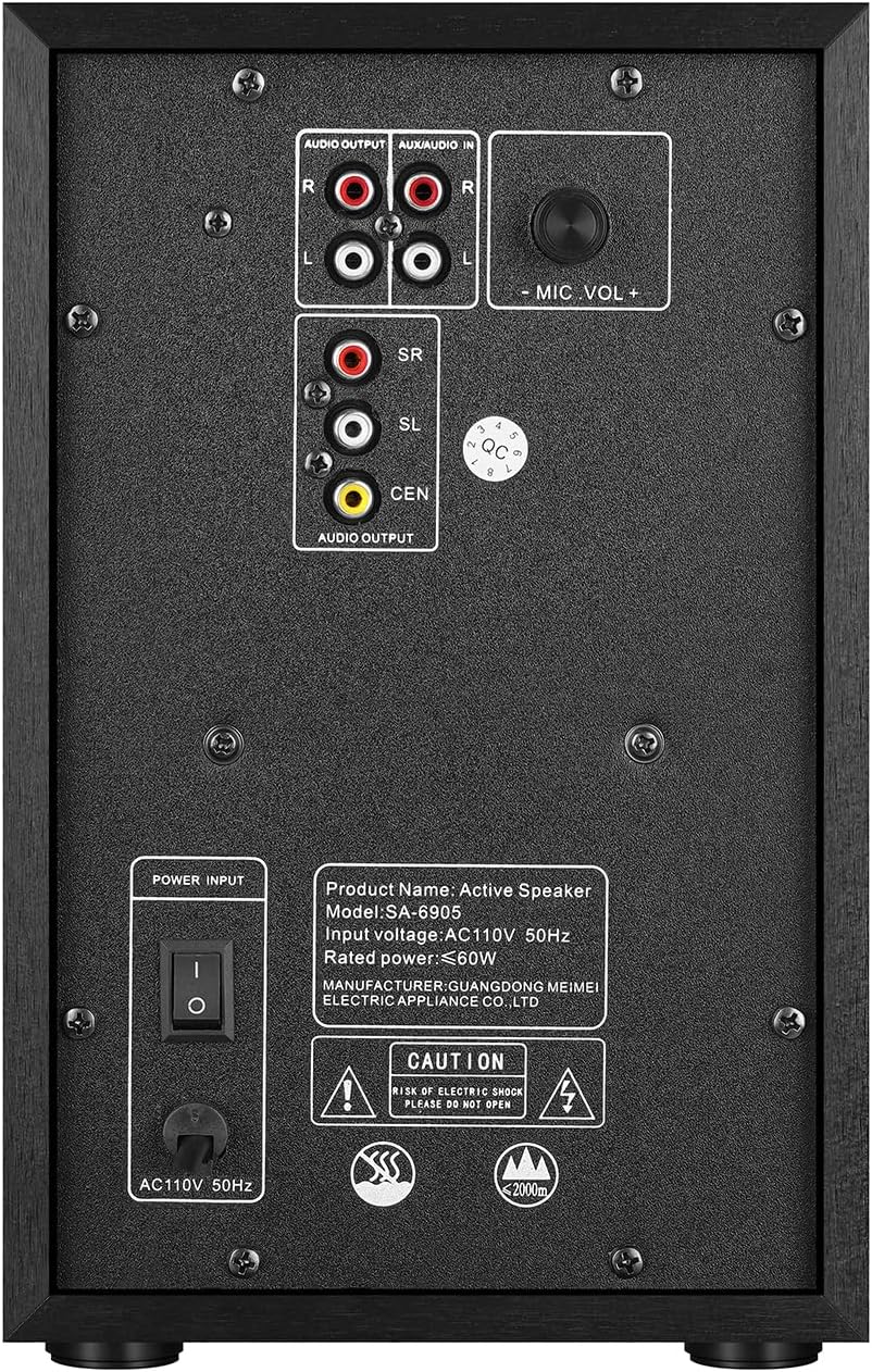 5.1 Home Theater Surround Sound System with 5.5-Inch Subwoofer | 200W Peak Power, Five 2.5-Inch Speakers, MDF