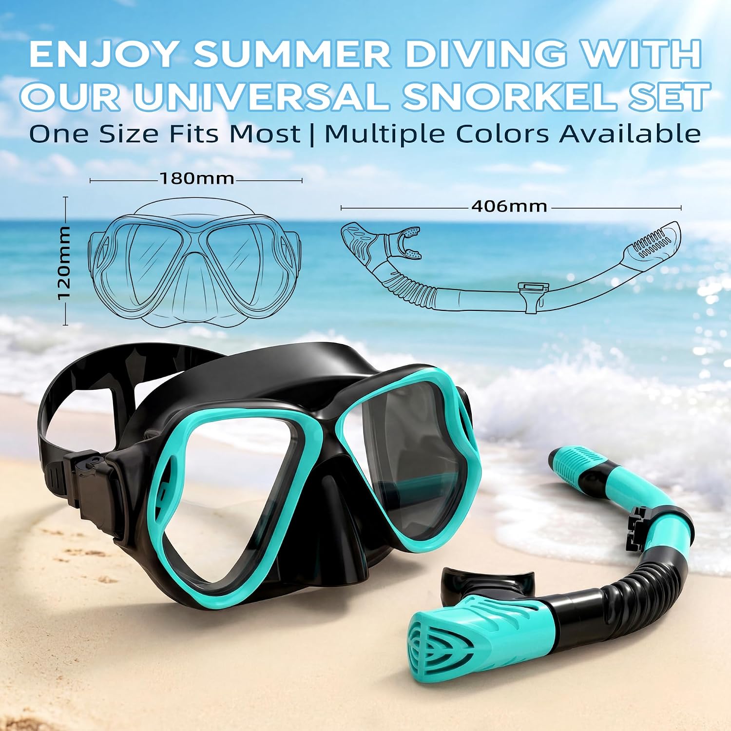 Snorkeling Gear for Adults, Dry-Top Snorkel Set Scuba Diving Mask, 180° Panoramic Wide View Professional Snorkeling