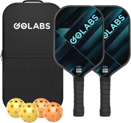 Pickleball Paddles Set of 2,Fiberglass USAPA Approved 16mm Thickness | 8oz Lightweight, 5.51" Comfort Anti-Slip