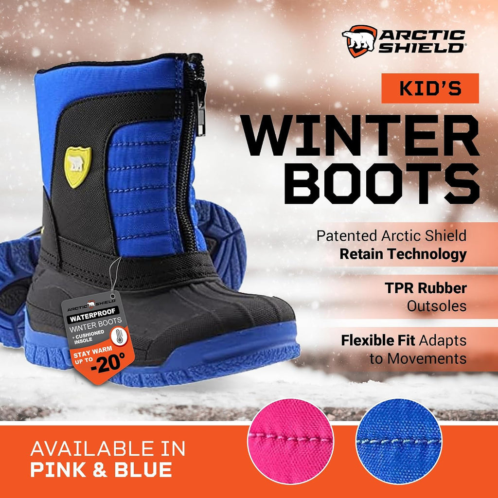 Unisex Kids Winter Boots - Warm Waterproof Insulated Comfortable Easy On/Off Kids Snow Boots for Boys and Girls