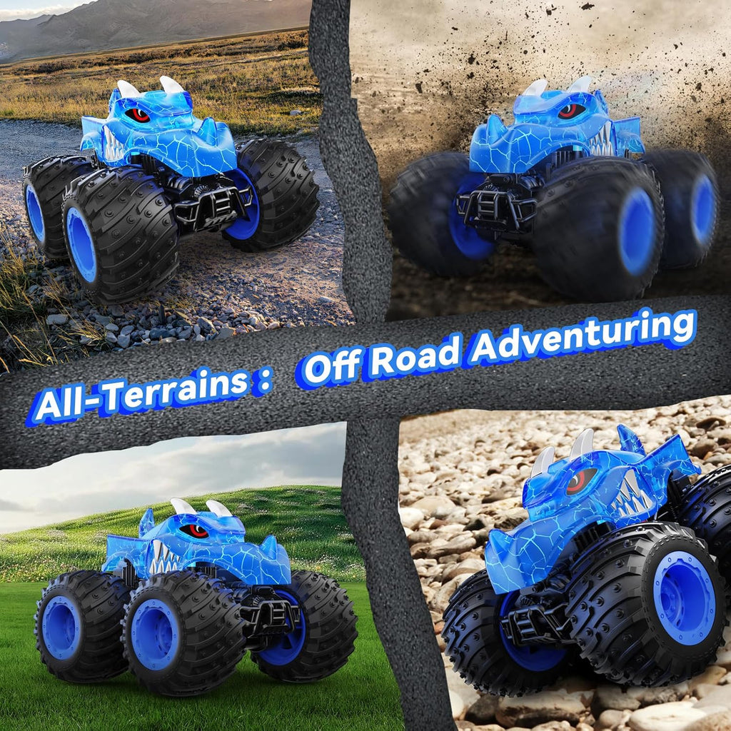 Remote Control Car, 2.4GHz Monster Trucks Toys with Light Spray, Birthday Gift for Kids 3 4 5 6 7 8, All Terrain RC