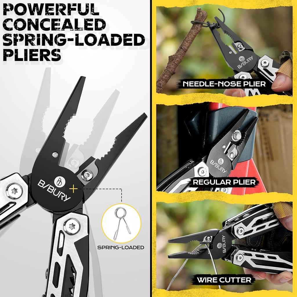 Multitool, 21-in-1 Stainless Steel Pocket Knife with Scissors,Sheath | EDC Self-locking Multi Tool Pliers for
