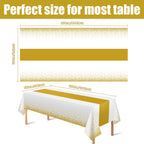 4 Pack Disposable Plastic Table Cloths for Parties,White and Gold Rectangle Table Covers for Fall Decor Wedding