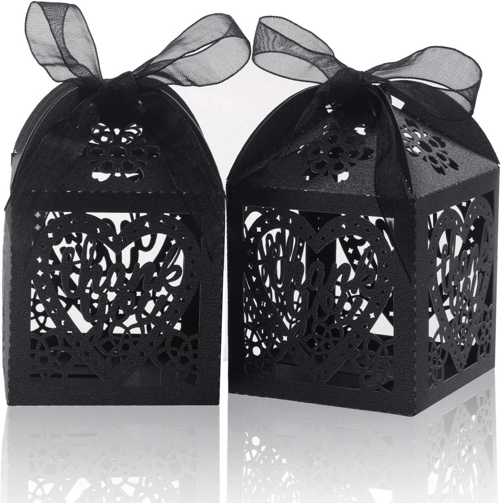 Laser Cut Boxes, 100pcs Thank You Gift Boxes Wedding Party Favor Boxes Lace Candy Boxes for Wedding Baby Shower