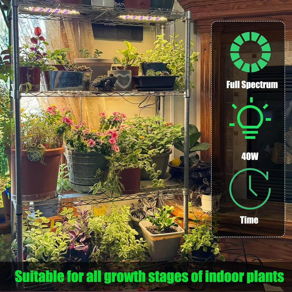 Grow Lights for Indoor Plants 40W Ultra-Thin Panel Plant Grow lamp 11.8 Inch Warm White Light & Red Blue Light Full