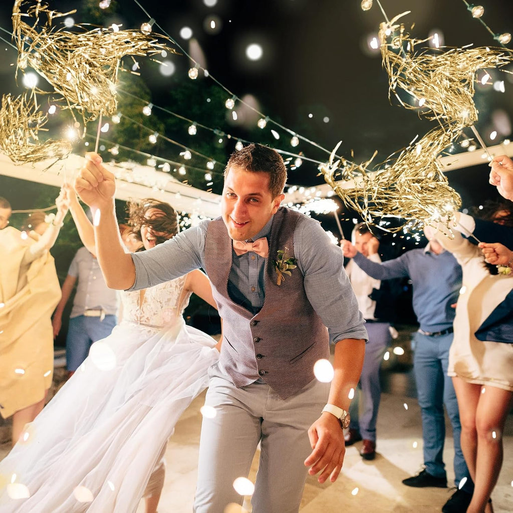 100 Pcs Light up Wedding Wands Sparkler Tinsel Send Off,Champagne