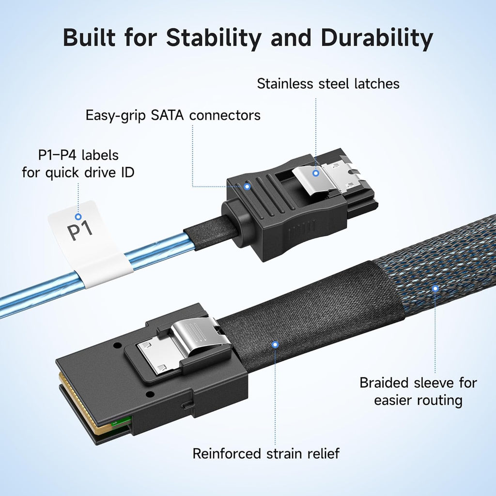 Cable Matters Internal Mini SAS to SATA Cable, SFF-8087, 3.3ft