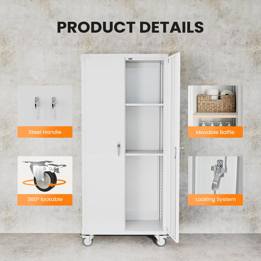 72 Inch Metal Garage Storage Cabinet, Rolling Tool Cabinet