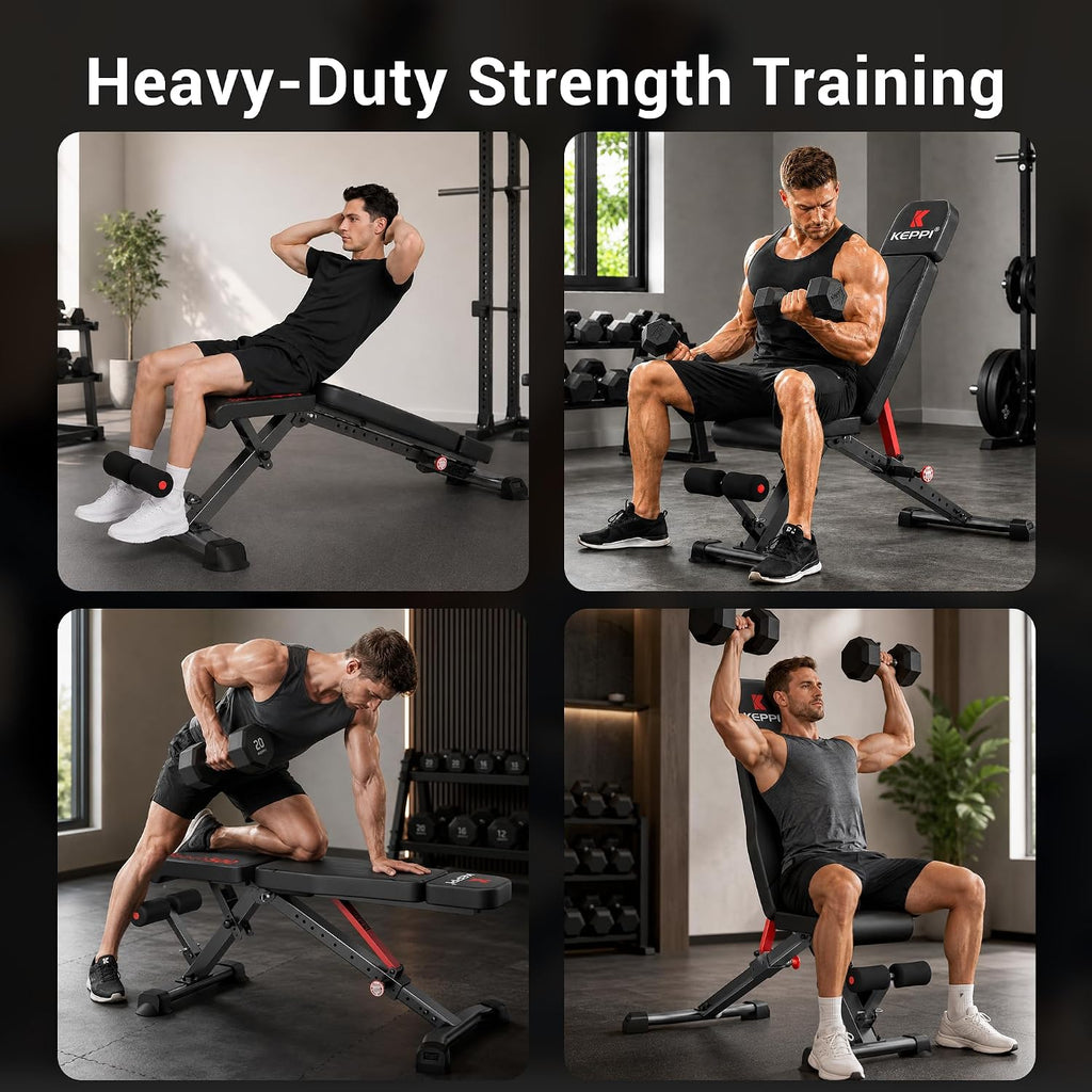 Weight Bench 900Lb, Adjustable Foldable Sturdy Bench for Home Gym | 900LB Flat capacity,11 back