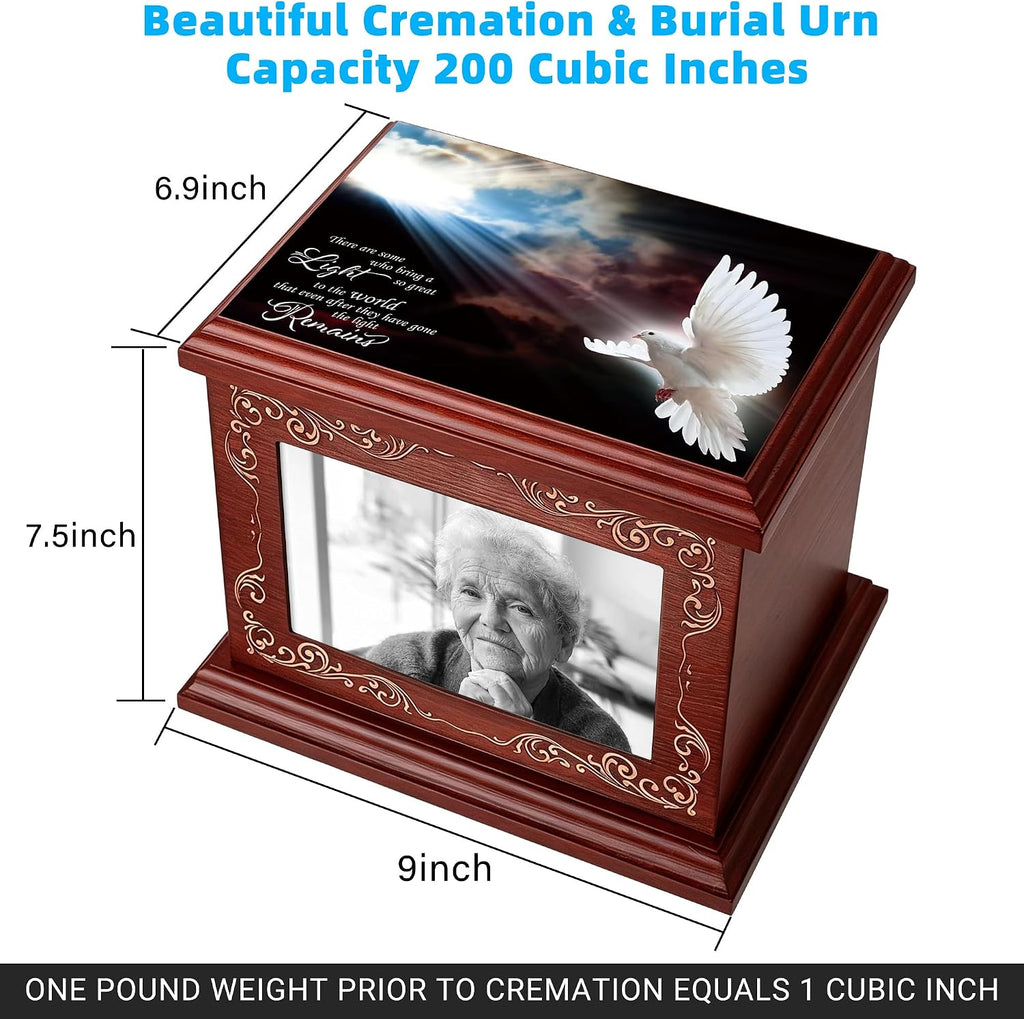 Cremation Urns for Human Ashes Adult Up to 200 IBS with Photo Frame