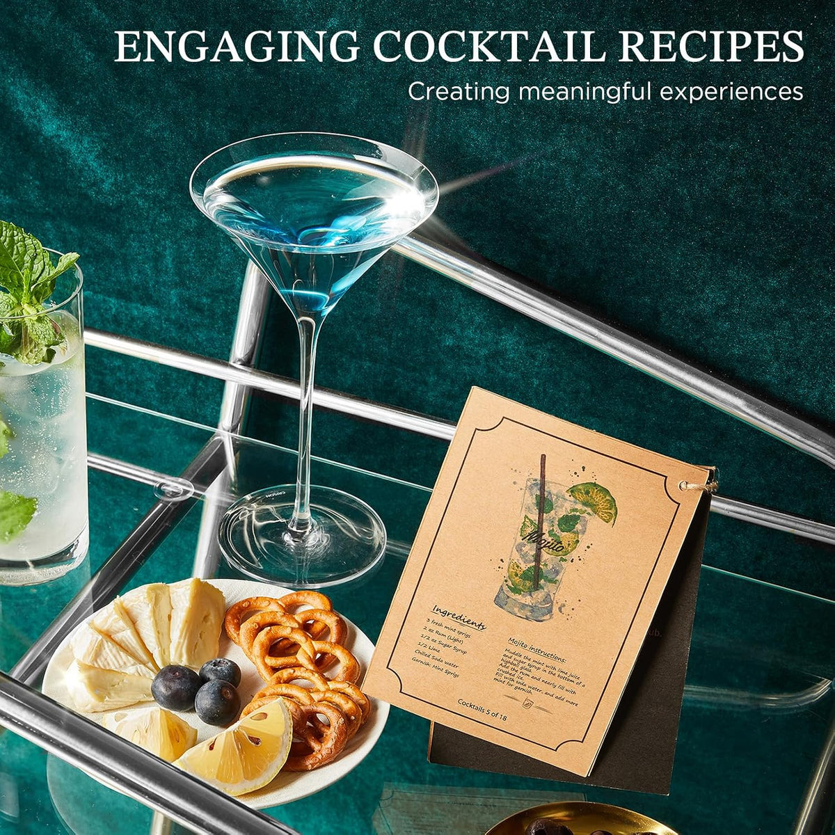 Cocktail Shaker Set Bartender Kit with Stand | Complete 24-Piece Bar Set Cocktail Kit with All Bar Accessories: