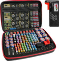 Battery Organizer with BT-168 Tester, EVA Storage Case | 210+ AA AAA C D 9V Capacity, Fireproof Waterproof