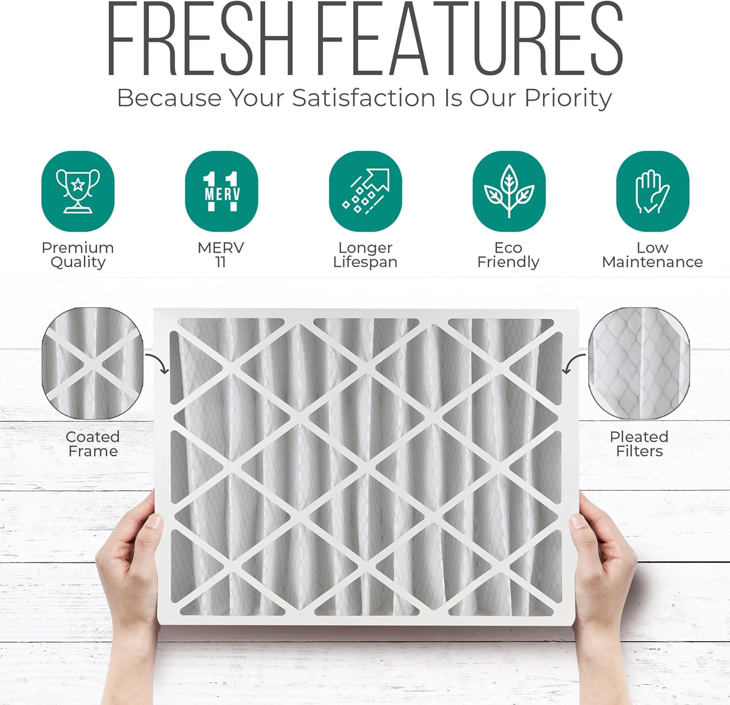 20x25x4 Furnace Filters, FC100A1037 Filter Replacement, Merv 11 Filter Media with Homequip Disposal Bag (2 Pack)