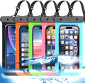 5 Pack Multicolor Waterproof Phone Pouch, Cell Phone Case Dry Bag,Protection Level: IP68,Beach Cruise for