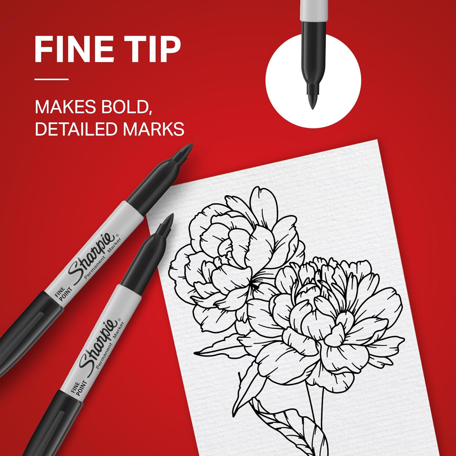 Permanent Markers, Fine Tip, Black, 12 Count - Quick Drying, Fade Resistant