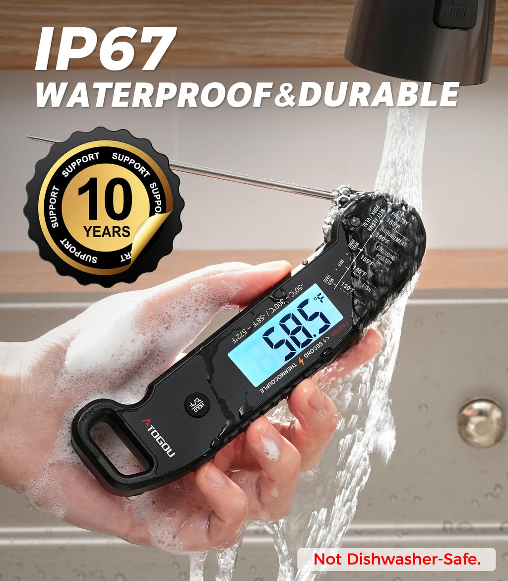 Professional Meat Thermometer Digital, <1 Sec Instant Read, Black