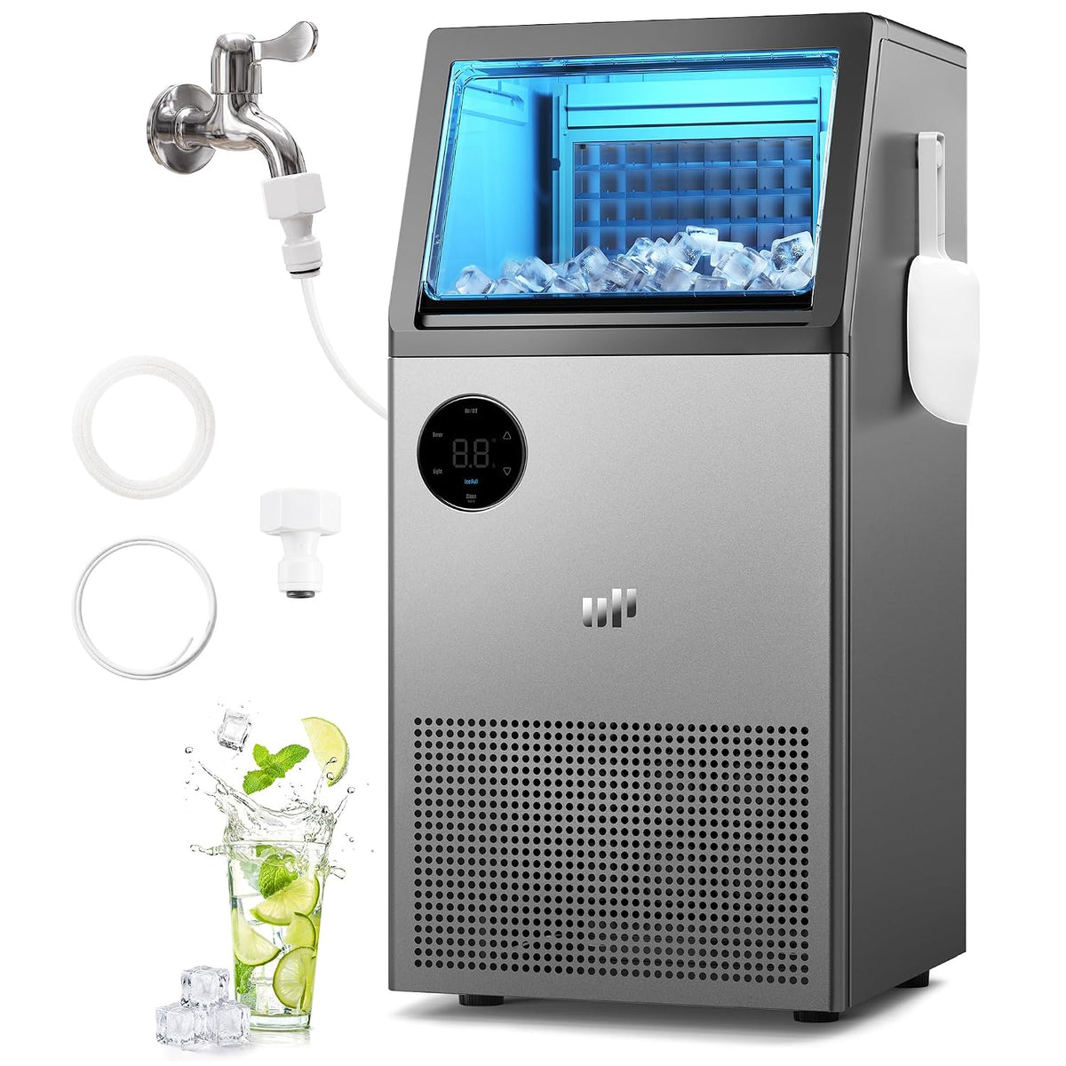 Commercial Ice Maker, 100lbs/24H, Under Counter, Grey