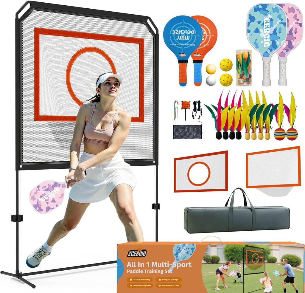 Portable Pickleball Net – Regulation Size Outdoor & Indoor Paddle Game Set with Ball Catch Net & Removable Target –
