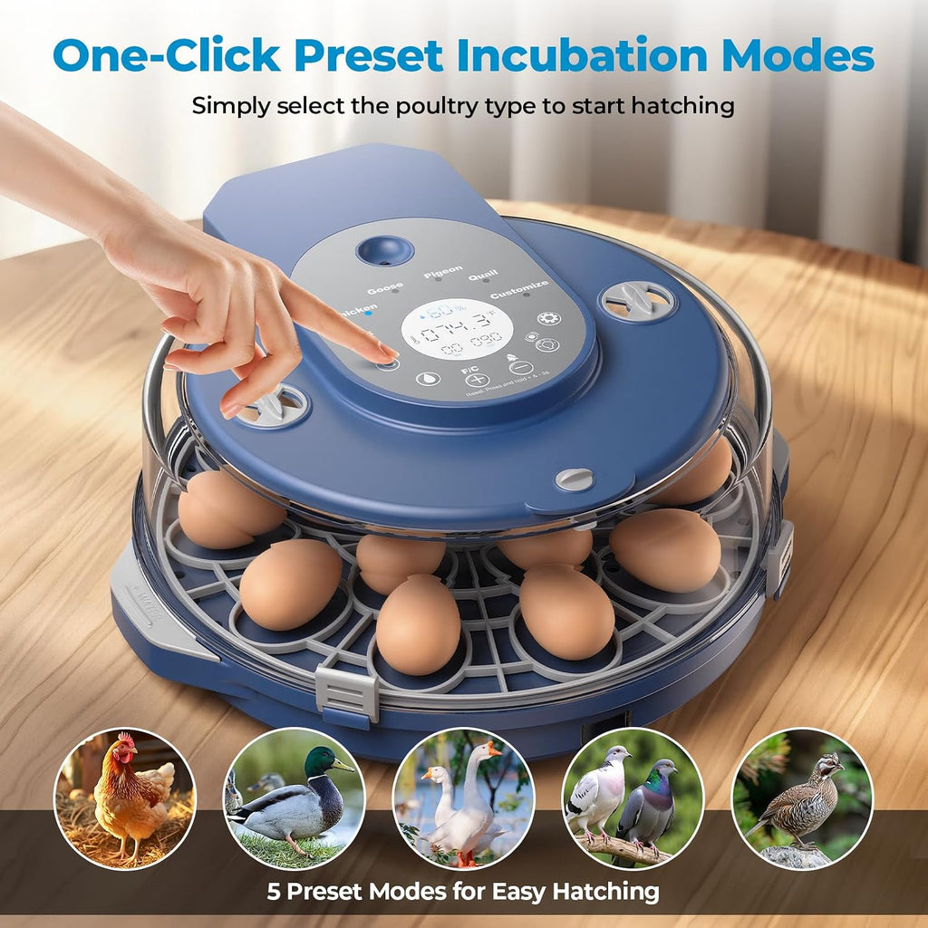 Egg Incubator for Hatching Eggs, 5 Preset Incubation Modes & 1 Custom Mode