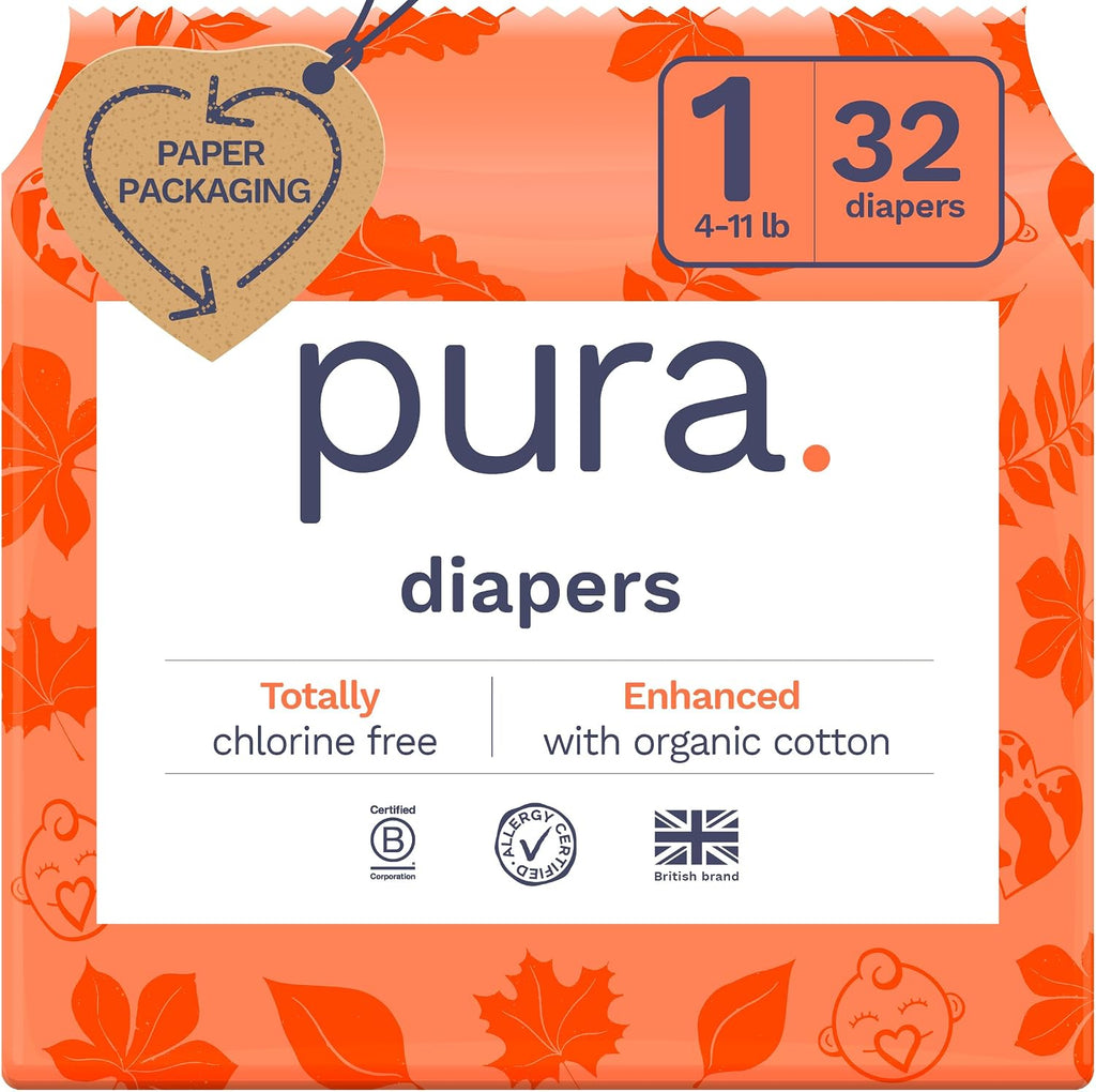 Hypoallergenic Diapers, Size 1 (4-11 lbs), Newborn, Totally Chlorine Free, Wetness Indicator, Suitable for Sensitive