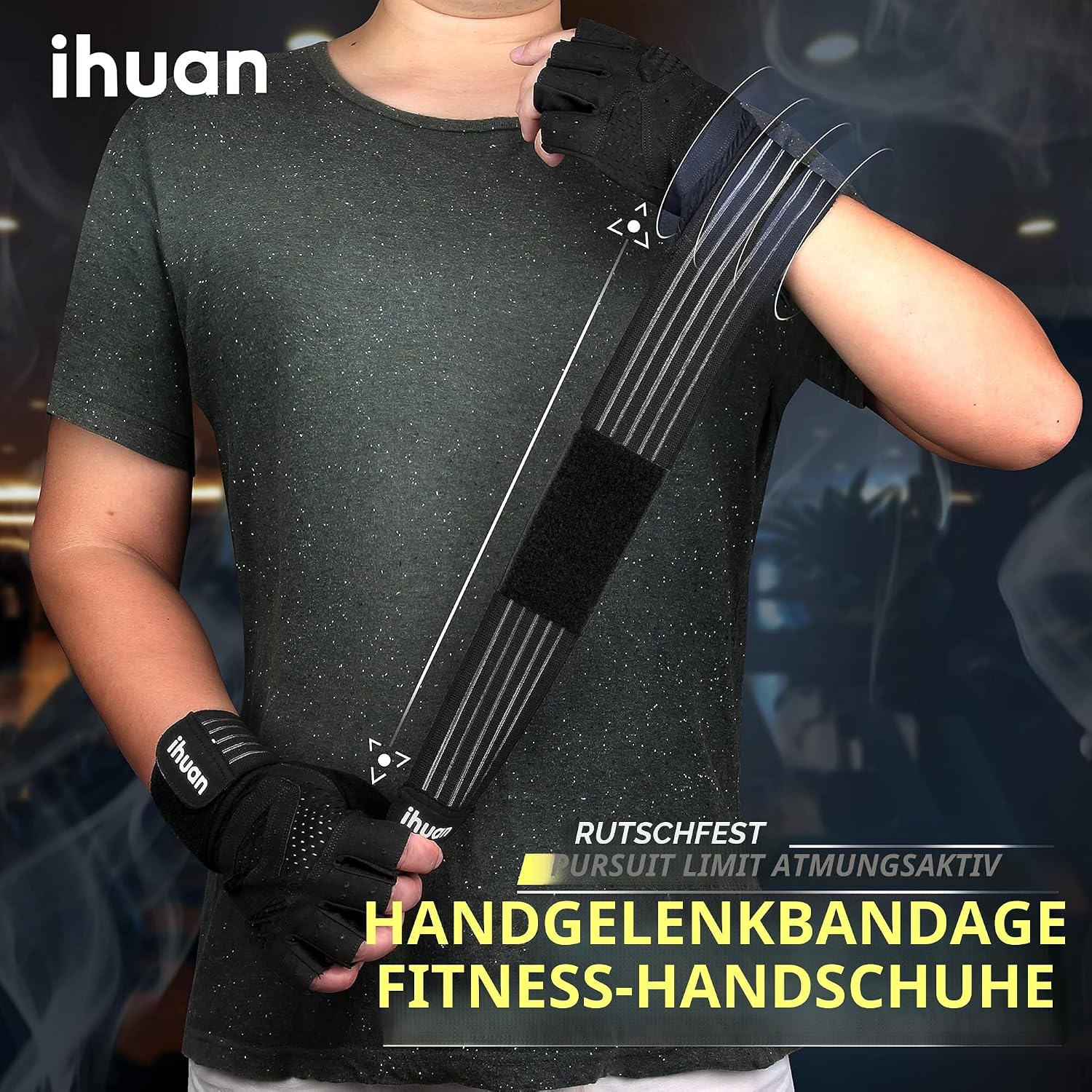 Ventilated Weight Lifting Gym Workout Gloves with Wrist Wrap Support for Men & Women, Full Palm Protection