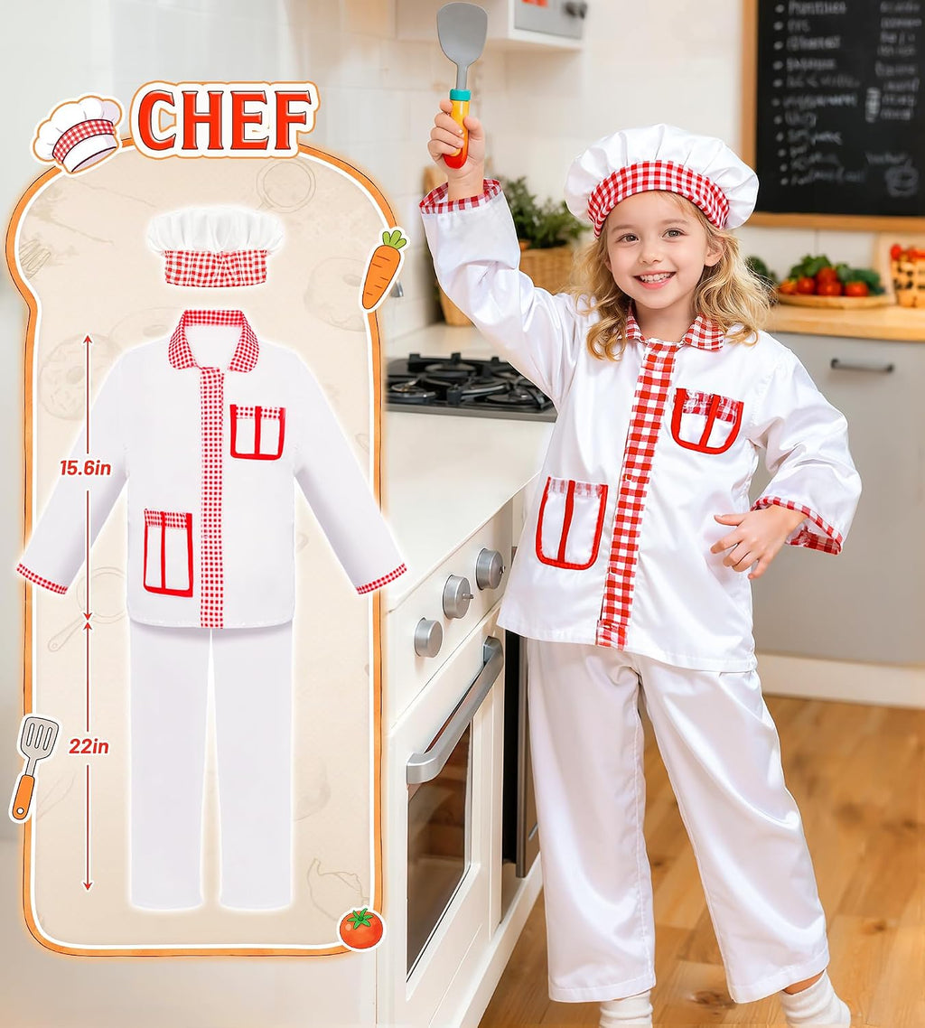 Dress Up Clothes for Kids Pretend Role Play Costumes Trunk | Toddlers Dress Up Costumes with Fireman Police Doctor