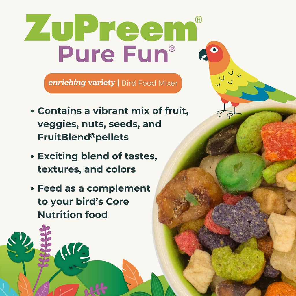 Pure Fun Parrot & Conure Food, Bird Food Mixer, M/L, 2 lbs | Bird Food Mixer, Parrot Food, Conure, Cockatoo, African