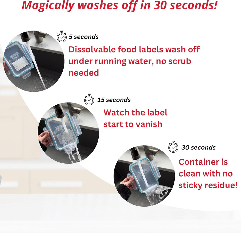 2x3 Dissolvable Food Labels, 1000 Food Container Stickers, Blank