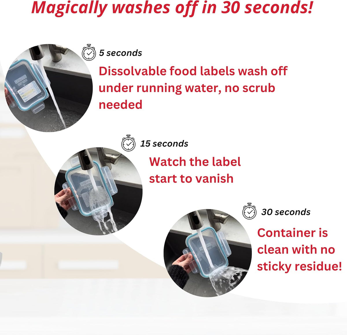 2x3 Dissolvable Food Labels, 1000 Food Container Stickers, Blank