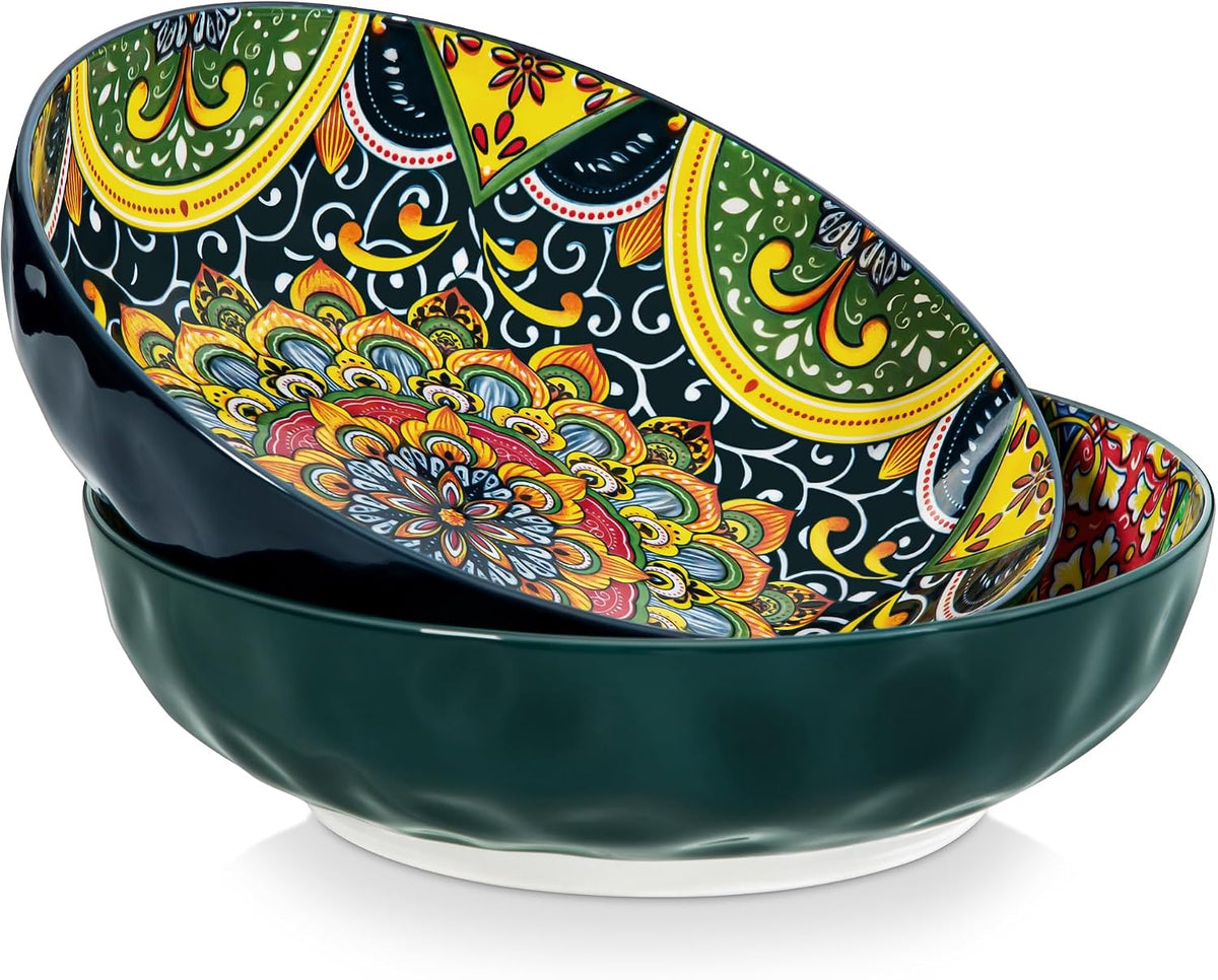 Large Serving Bowls,78 Oz Salad Bowls Set of 2, Green