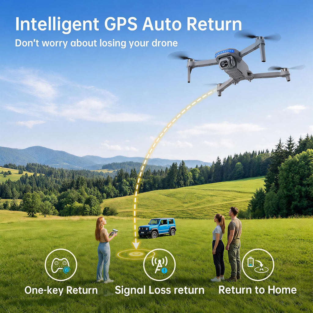 GPS Drone with Camera 4K UHD for Adults Beginner,60 Min Flight,Under 249g,Auto Return,Lightweight and Foldable Drone