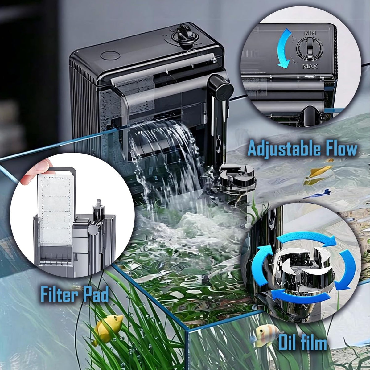 1.5 Gallon Fish Tank Starter Kits, Nano Glass Aquarium with Filter, Led Light for Aquascape DIY, Betta Fish, Gold