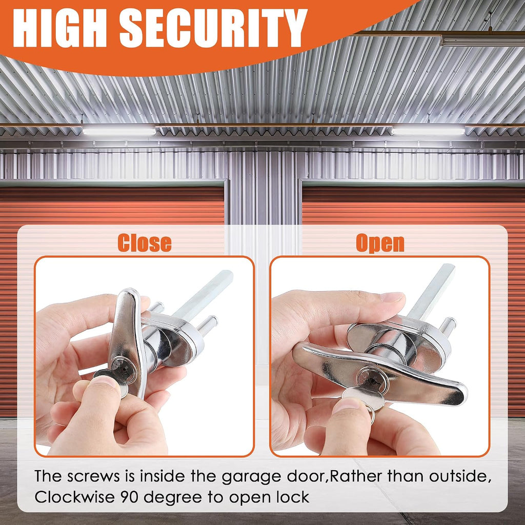 Universal Garage Door Lock Kit with Spring Latch and Keyed Handle, Garage Door Lock Set Fits for Single/Double Car