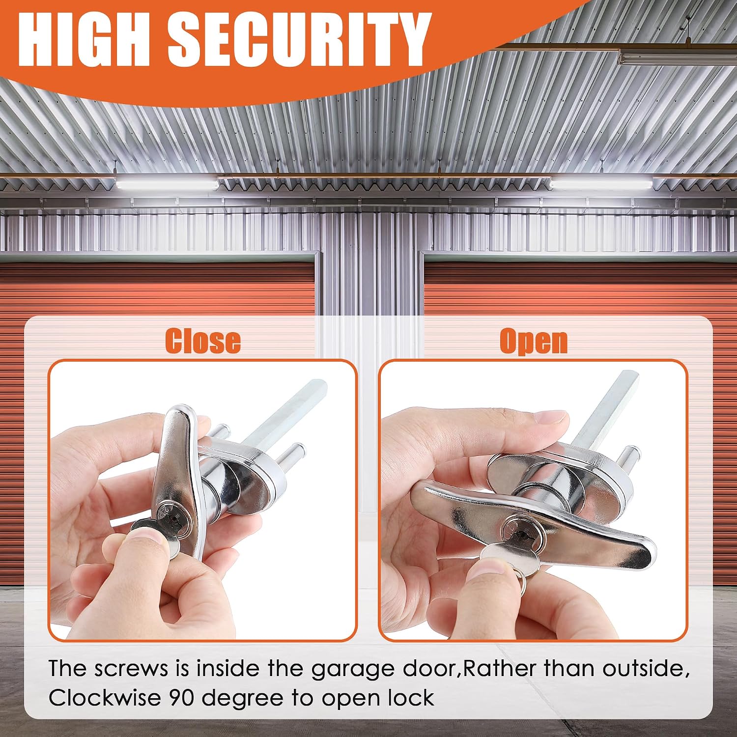 Universal Garage Door Lock Kit with Spring Latch and Keyed Handle, Garage Door Lock Set Fits for Single/Double Car