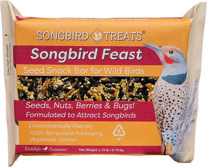 Songbird Treats Seed Bars | 8 Pack of 1.75-2 lb Bird Seed Cakes for Wild Birds (Songbird Feast)