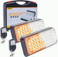 Amber/White Magnetic Flashing Strobe Light/w Controller, Battery Operated Rechargeable LED Safety Beacon Lights