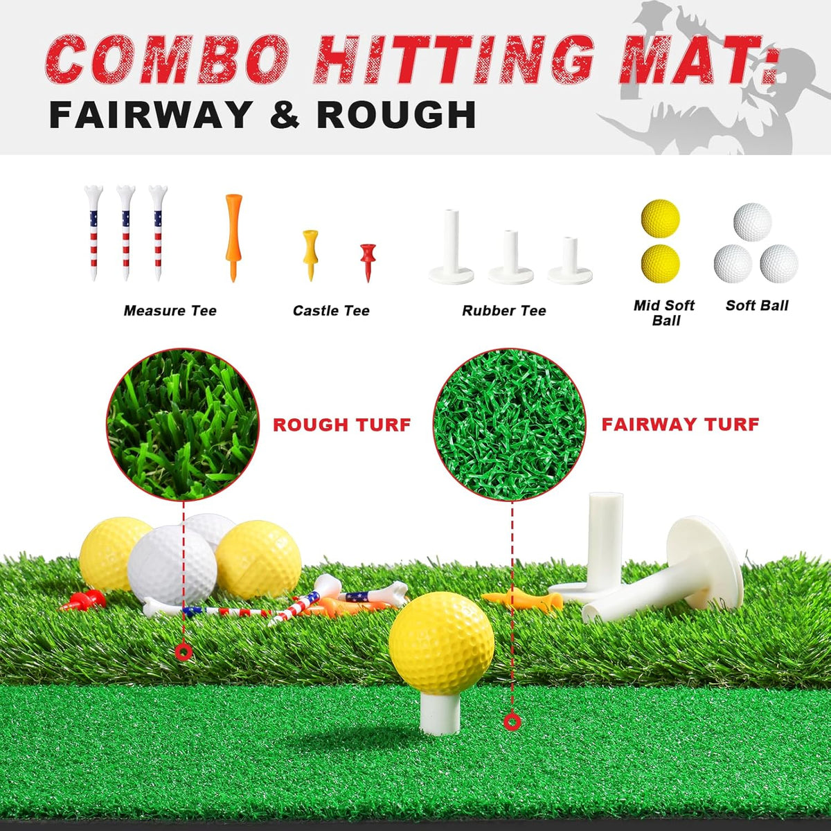 Pro Golf Net, 10x7ft Heavy Duty Golf Practice Net with Mat, Outdoor Indoor Hitting Nets with Noise Reduce Silk Target