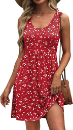 Women's Summer Dress 2026 A-Line Sleeveless Casual Sundress with Pockets Floral/Solid