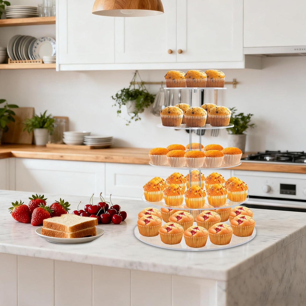 Cupcake Stand for 53 Cupcakes Clear 5 Tier Round Cupcake Tower for Wedding