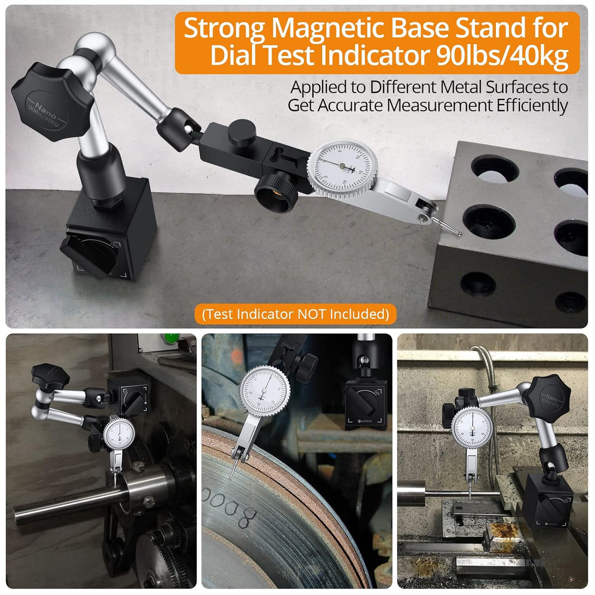Neoteck 90lbs/40kg Magnetic Base Stand Indicator Holder for Test Indicator