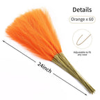 Faux Orange Pampas Grass, 60 pcs 24 Inch Artificial Pampas Decor