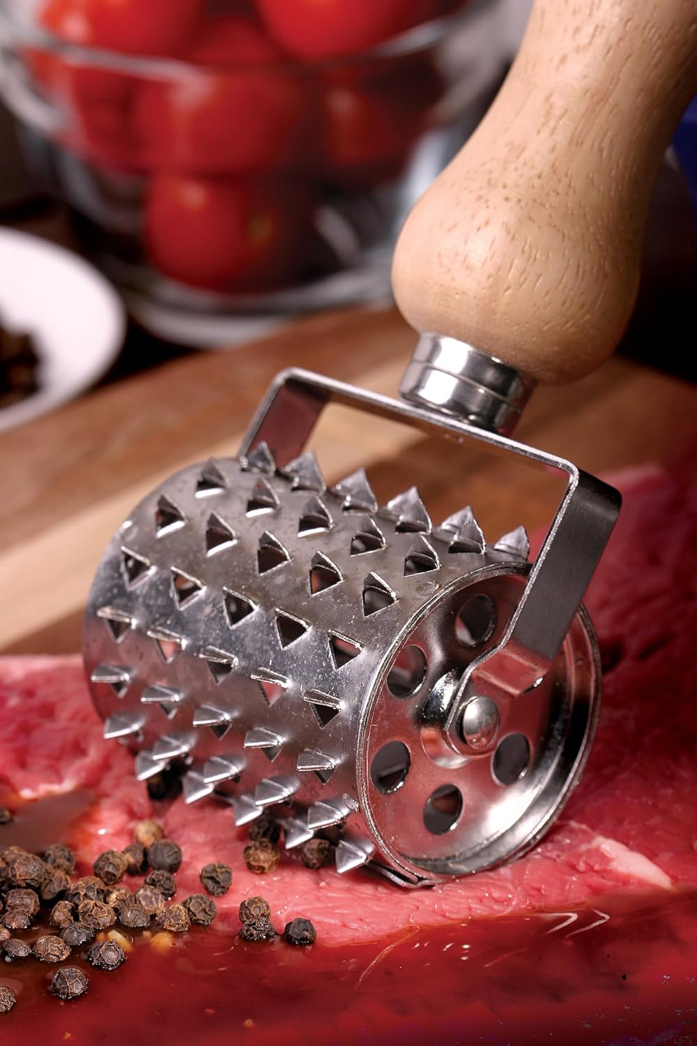 Style Asia Jim Beam JB0150 Rolling Vintage Style Meat Tenderizer, Silver