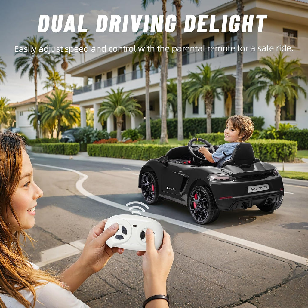 Licensed Porsche 718 12V Electric Car for Kids, Ride on Toys for Toddler, Child Ride on Car w/Parent Remote, Led