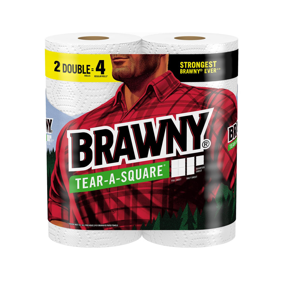 Tear-A-Square Paper Towels, 2 Double Rolls = 4 Regular Rolls