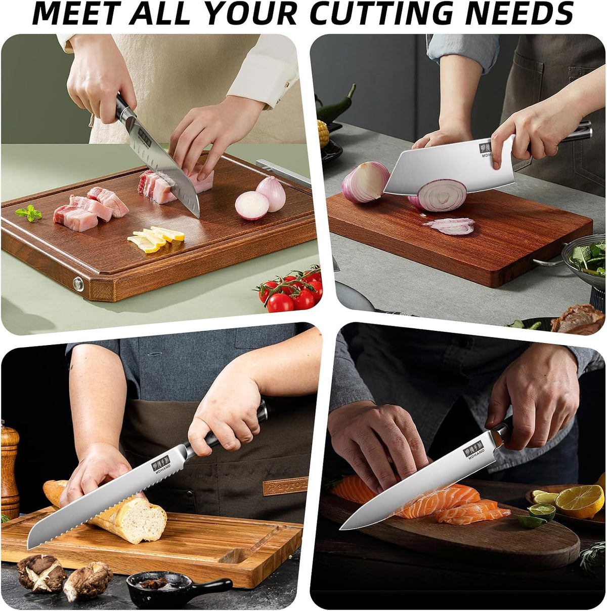 Chef Knife Set with Roll Bag, Ultra Sharp Japanese Kitchen Knife Set