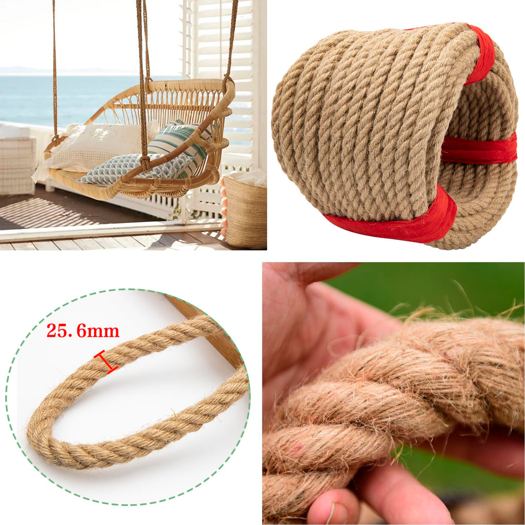 Natural Hemp Rope (1/2 in x 100 ft) Twisted Manila Ropes Jute Ropes Sisal Rope for Cat Scratching Post, Camping